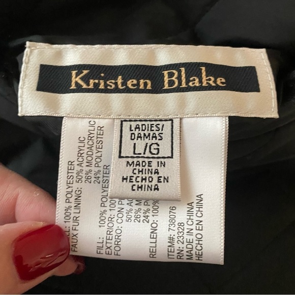 Kristen Blake Womens Size L Reversible Faux Fur Quilted Winter Vest in Black - Picture 7 of 8